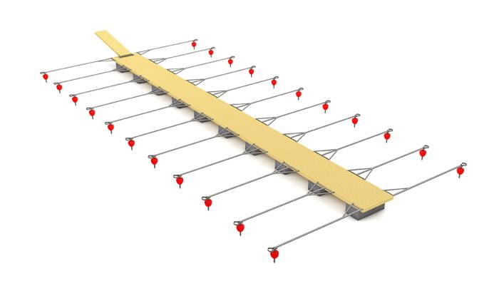 Trä/betongbrygga inkl. förankring och 6m y-bommar